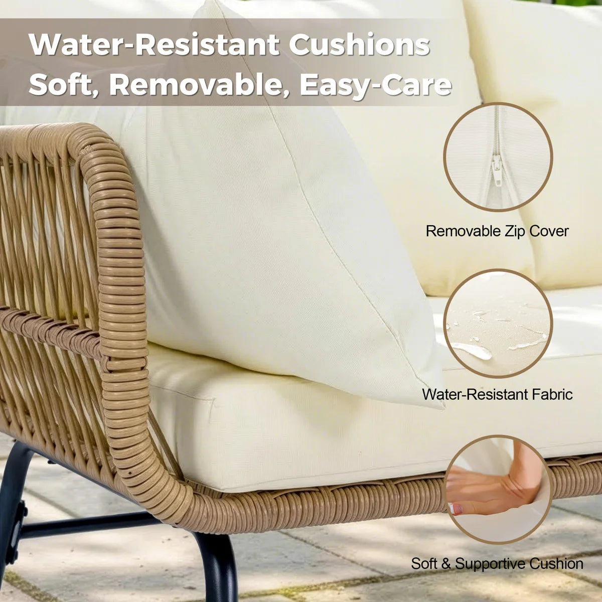 6 - Piece Outdoor Boho Patio Conversation Set with 2-Person Egg Chair and Ice Bucket Table
