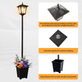 2-In-1 Outdoor Planter with Solar Lamp Post Lights, 59"H MAX
