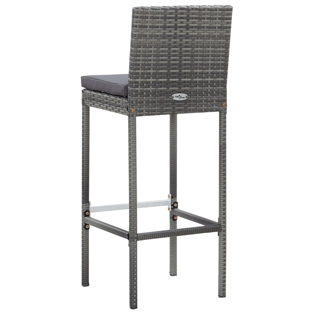 NNEVL 9 Piece Outdoor Bar Set Poly Rattan and Acacia Wood Grey