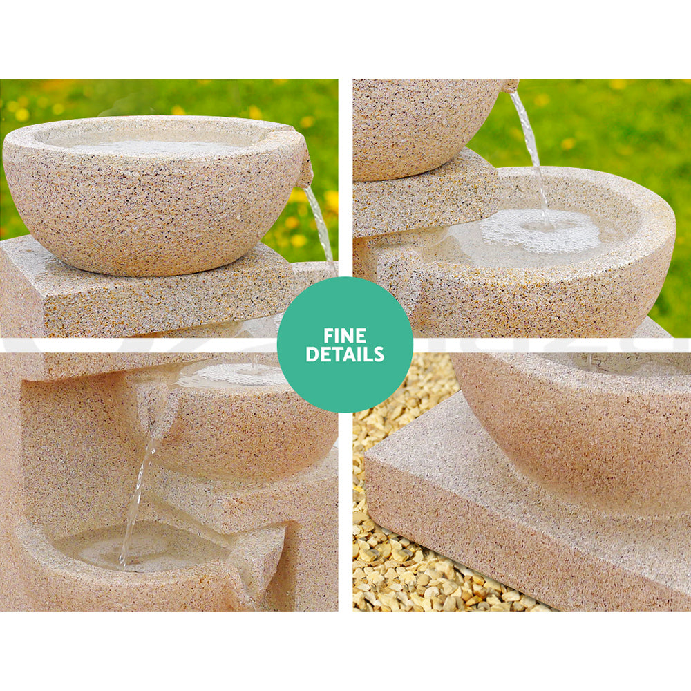 NNEDSZ 4 Tier Solar Powered Water Fountain with Light - Sand Beige