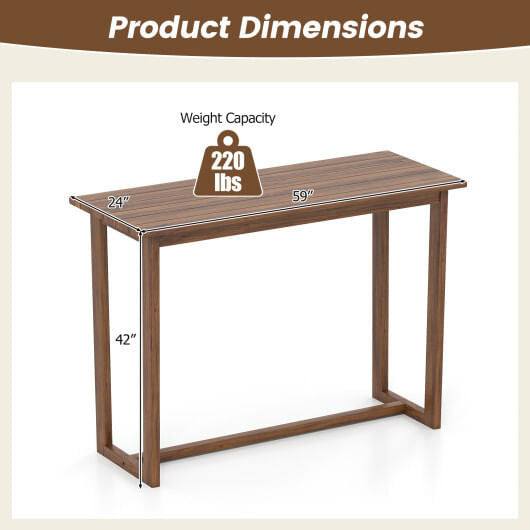 59 Inch Outdoor Bar Table with Slatted Top