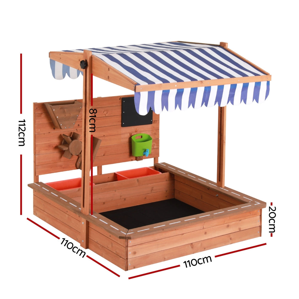 Sandbox Wooden Canopy Sandbox With Cover Funnel Outdoor Toys