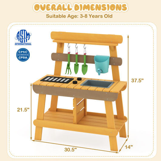Outdoor Mud Kitchen for Kids Wooden Play Kitchen Toy