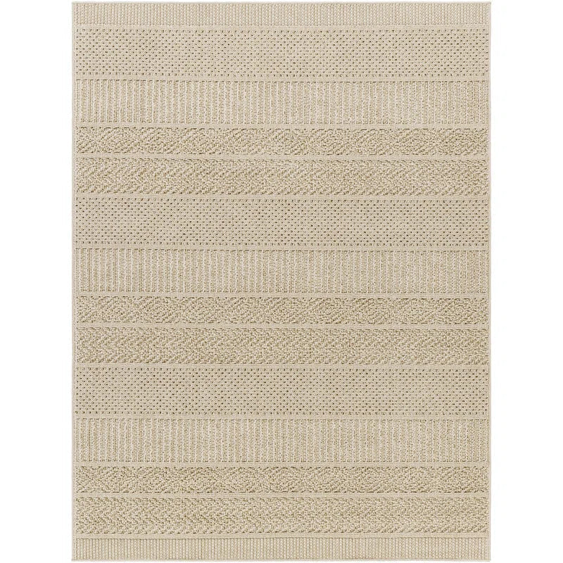 Beige Textured Outdoor Area Rug 5'3" x 7'