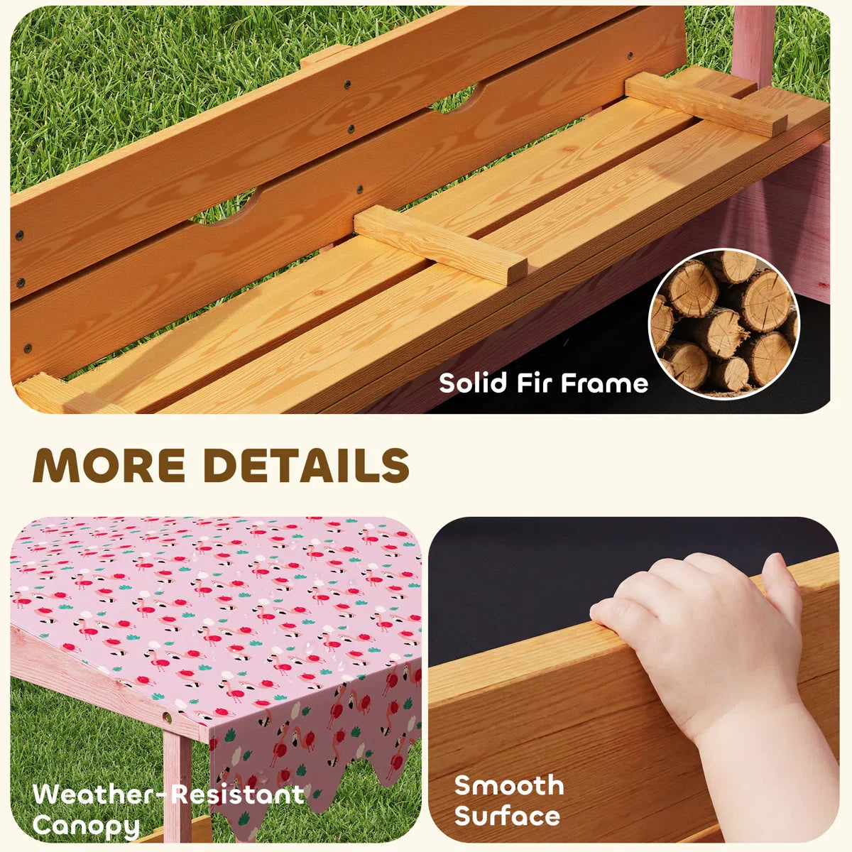 Pink Wooden Sandbox with Cover