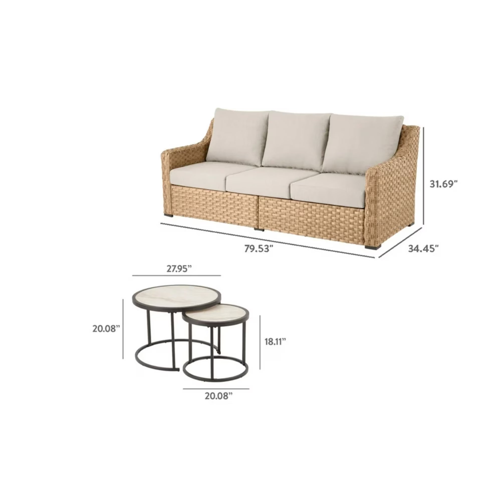 Outdoor 5-Piece Wicker Conversation set
